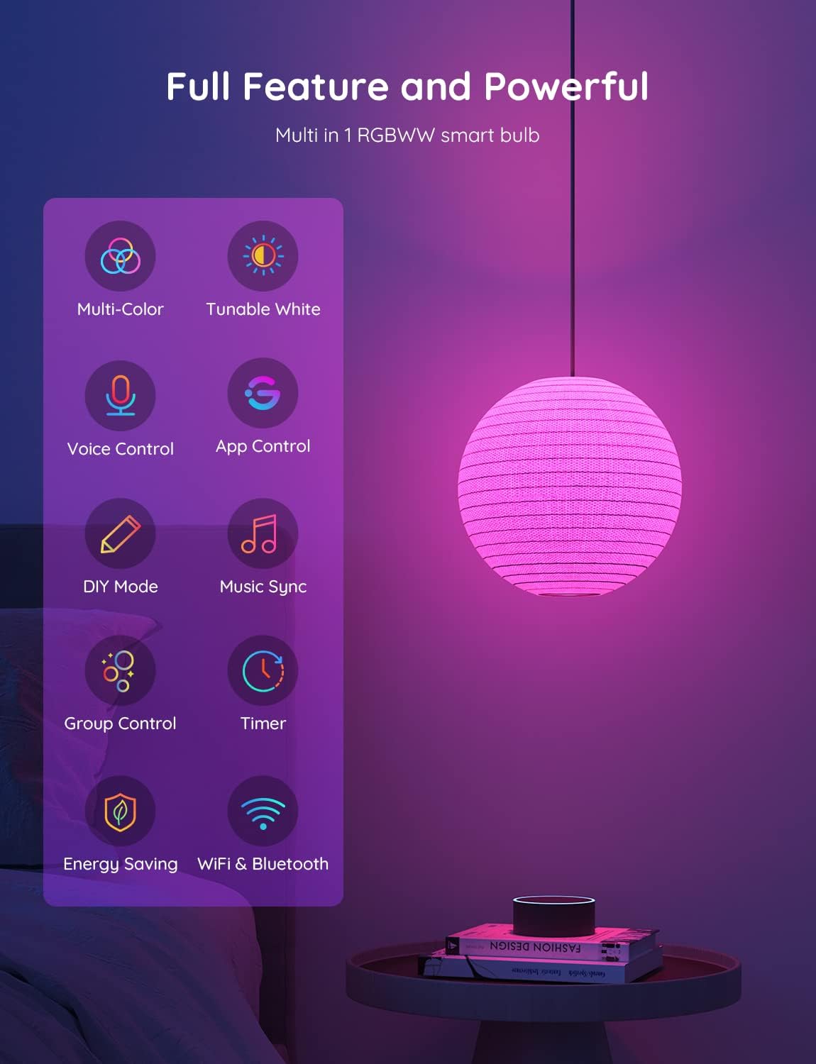 Govee Smart Light Bulbs, WiFi & Bluetooth Color Changing Light Bulbs, Music Sync, 16 Million DIY Colors RGBWW Color Lights Bulb, Work with Alexa, Google Assistant Home App, 800 Lumen, 2 Pack - Image 8