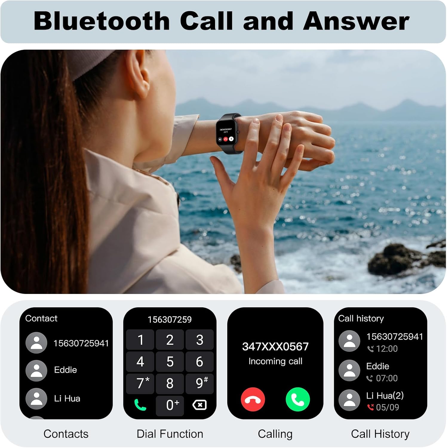 Smart Watch, 1.96" HD SmartWatch for Men Women Touch Screen Answer/Make Call, 100+ Sport Fitness Tracker IP68 Waterproof, Activity Tracker with Heart Rate SpO2/Sleep Monitor/Pedometer for Android iOS - Image 5