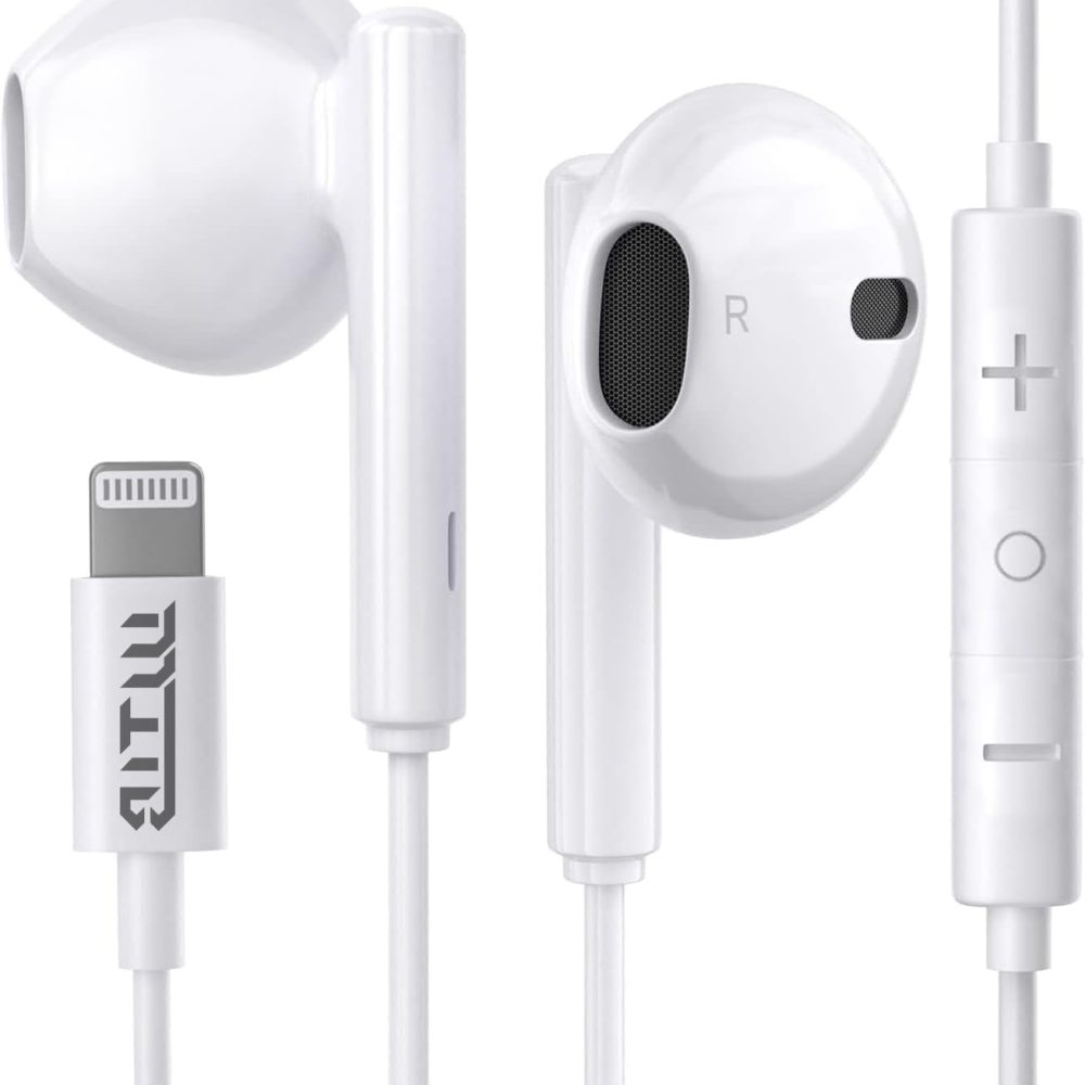 Wired Headphones for iPhone Earbuds with Lightning Connector Earphones Built-in Microphone & Volume Control Headsets Compatible with iPhone 14/14Pro/12/12Pro/13Pro/11/XS Max/XR/XS/X/SE/8P, 1Pack