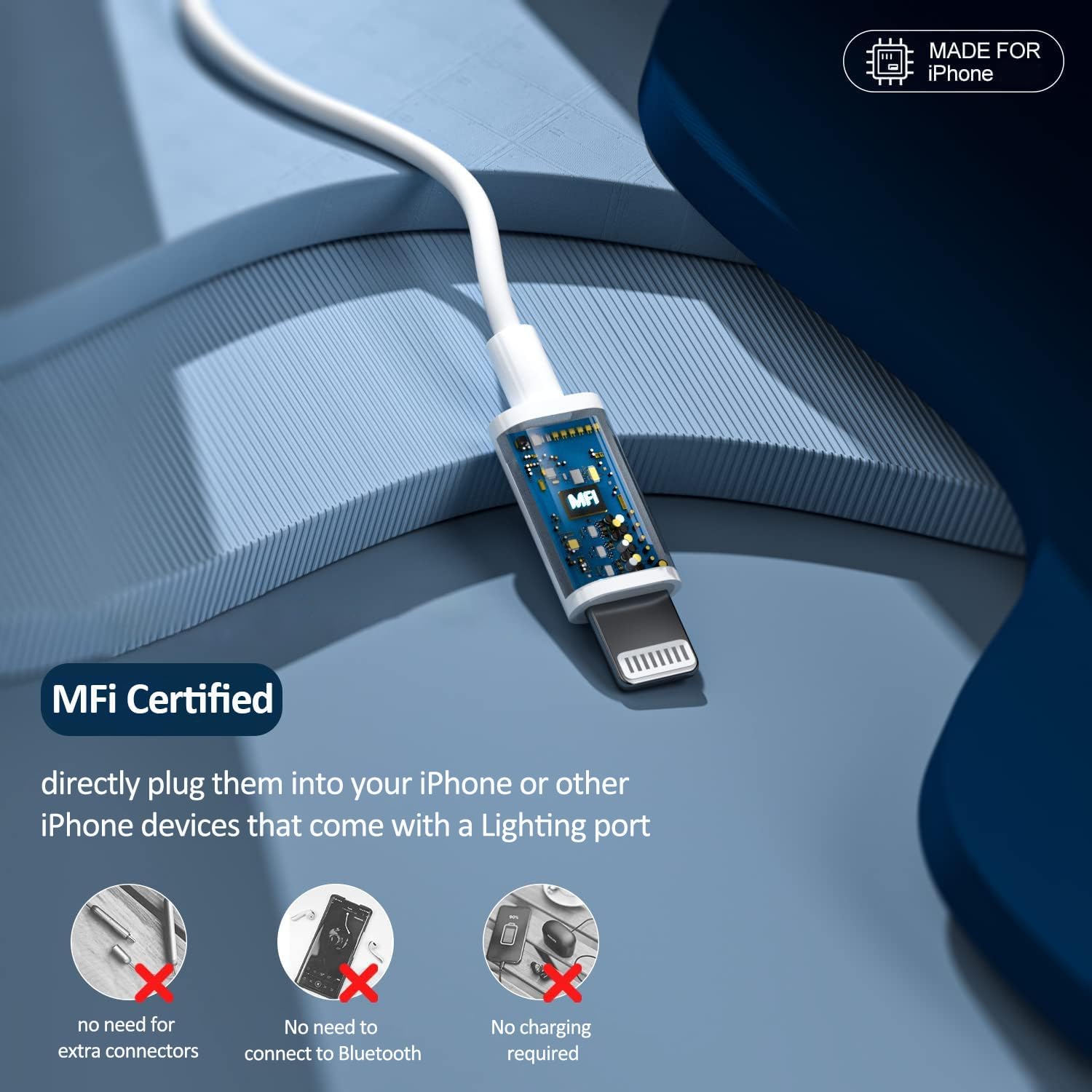 Wired Headphones for iPhone Earbuds with Lightning Connector Earphones Built-in Microphone & Volume Control Headsets Compatible with iPhone 14/14Pro/12/12Pro/13Pro/11/XS Max/XR/XS/X/SE/8P, 1Pack - Image 2